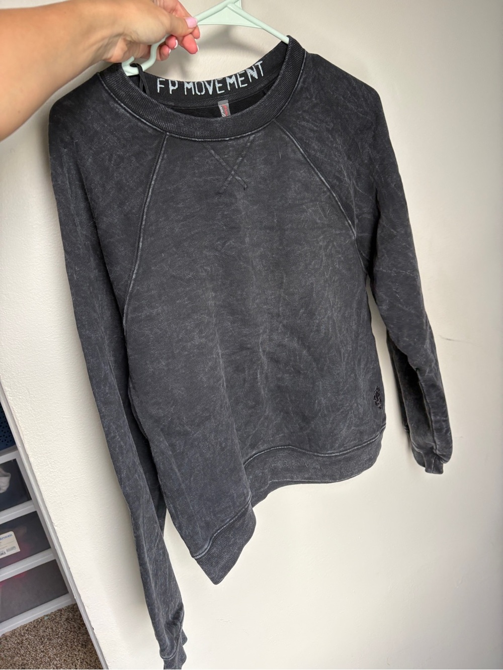Free People Movement Washed Black Crewneck Sweatshirt